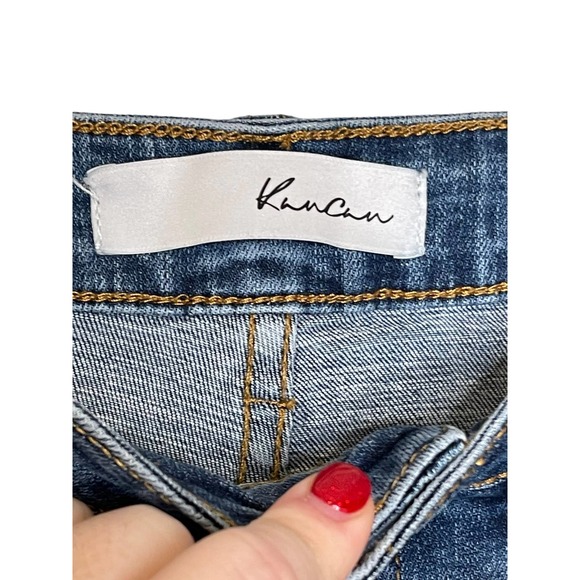 KanCan Women's Jeans Distressed Skinny‎ Raw Hem Medium Wash Mid-Rise Blue 5/26 - Picture 5 of 10